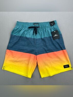 O’NEILL MENS REDONDO STRIPE 18” VOLLEY LINED SWIM TRUNKS